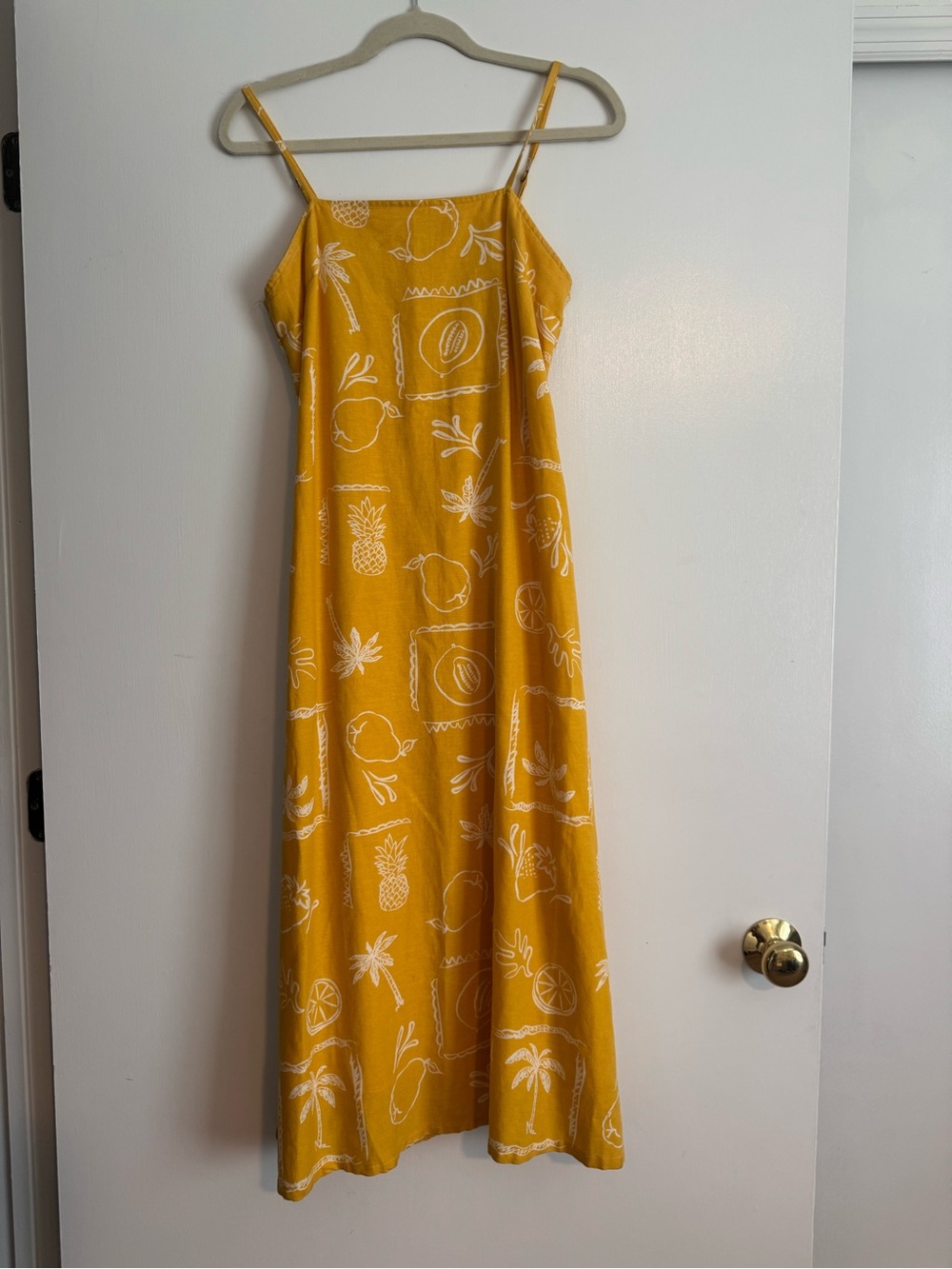 Sunshine Yellow Tropical Maxi Slip Dress